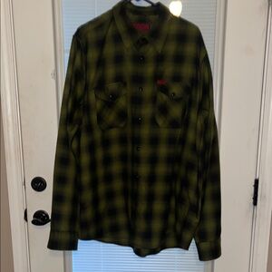 DIXXON Olive and Black Checkered Shirt